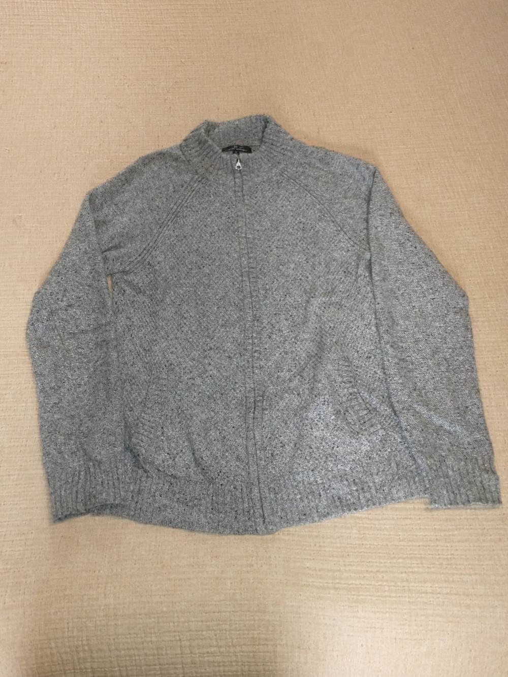 Marc Anthony Gray Wool-Blend Full-Zip Cardigan Sweater